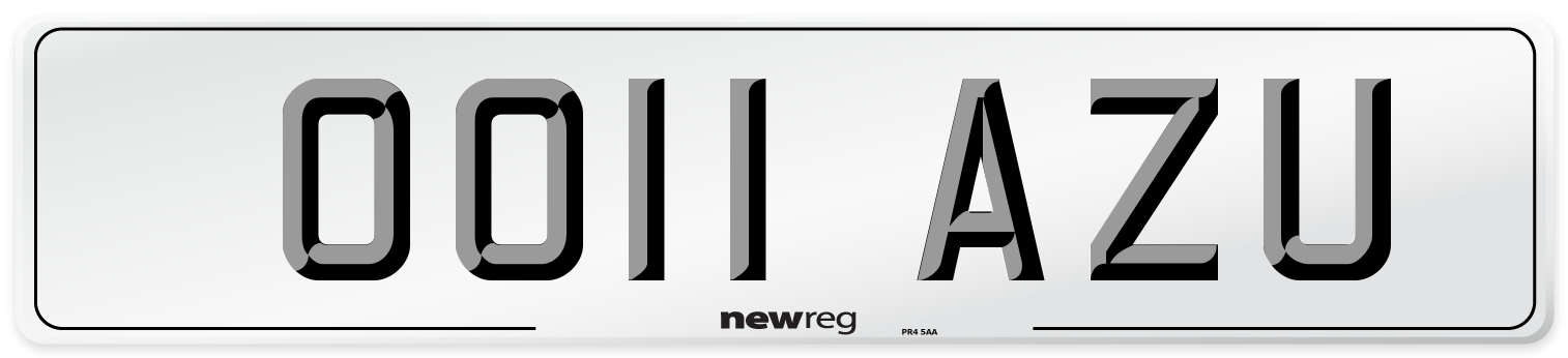 OO11 AZU Number Plate from New Reg